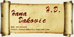 Hana Daković vizit kartica